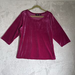 Crushed Velvet Magenta Quarter Sleeve Top Whimsigoth Womens 18/20 Avenue Witchy